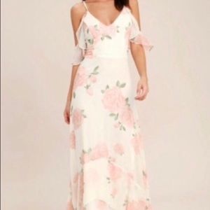 Lulus Take You There Ivory Floral Maxi Dress